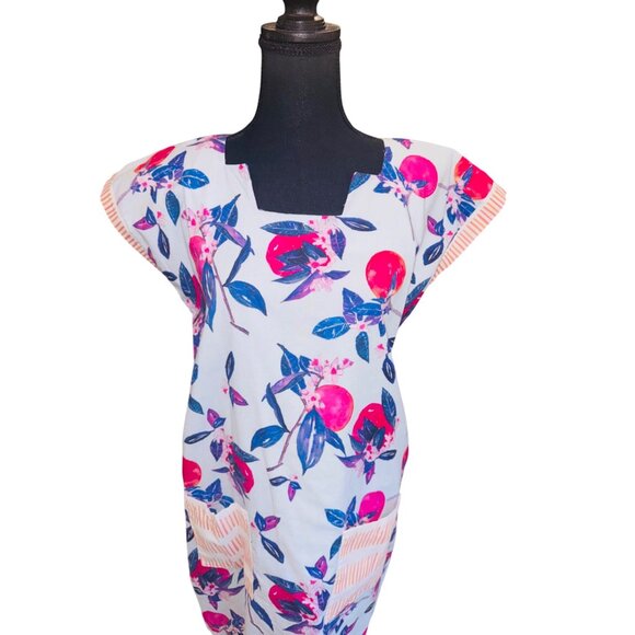 Brooke Wright Cotton Floral Print Apron Style Dress W/ Pockets M Artsy Resort - Picture 3 of 12